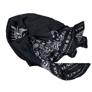 casa del sol tequila black white classic handkerchief print poly scarf bandana